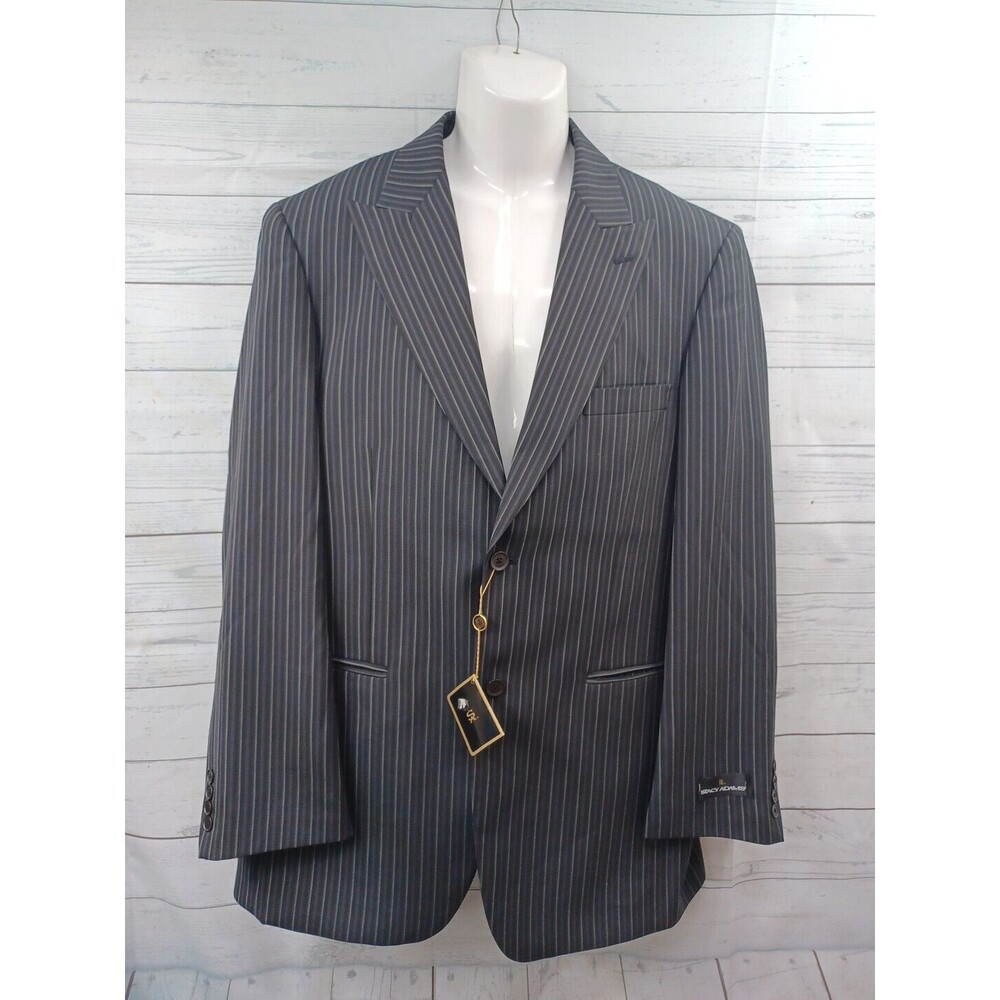 Stacey Adams Mens Suit Striped Blazer Jacket Purple Black Sz 42 L NWT